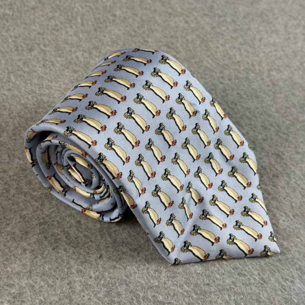 Vintage Vineyard Vines Allianz Silk Tie Blue Penguin Sunglasses Custom 58x3.5"
